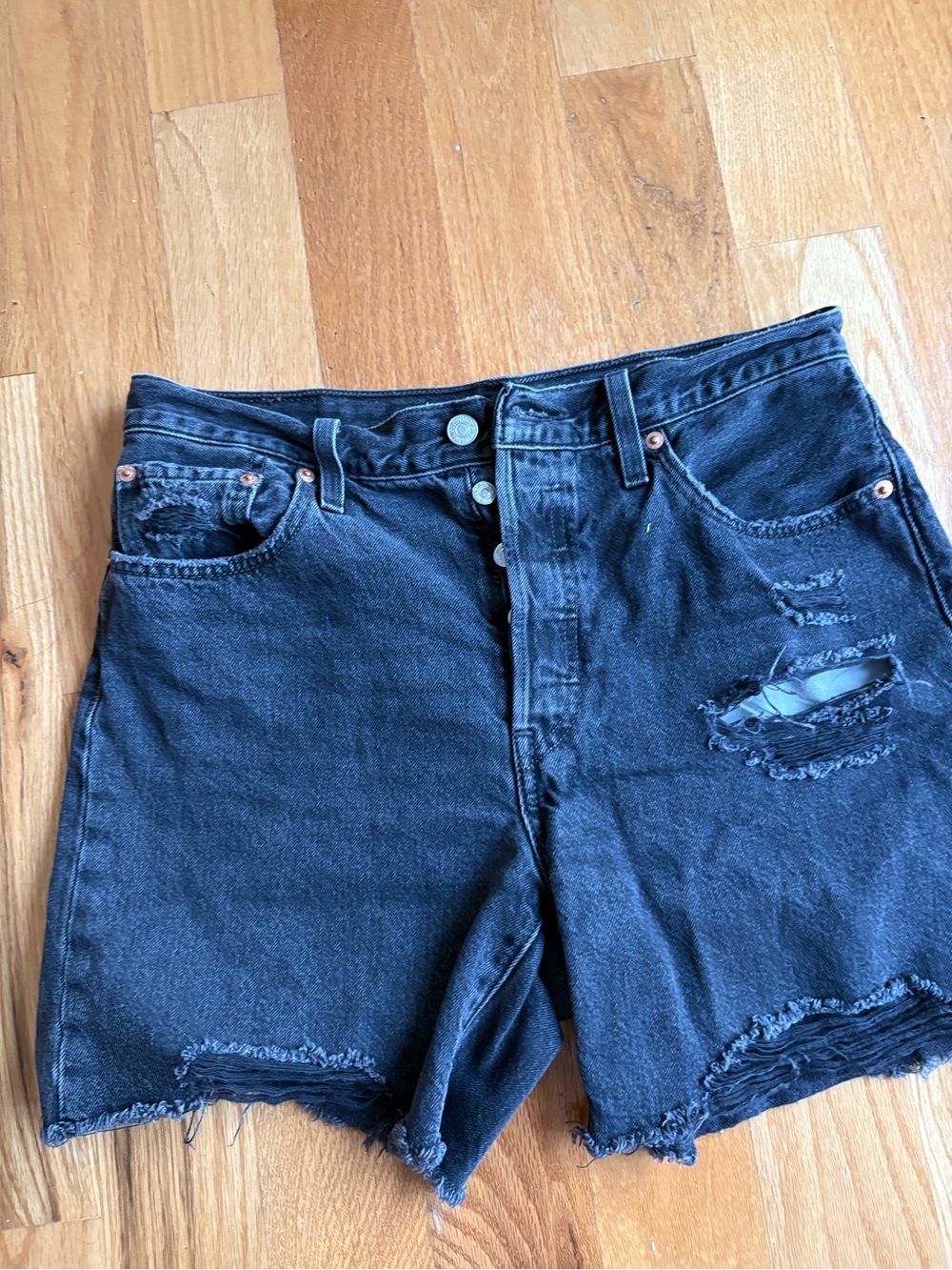 Levi's Black Distressed Jean Shorts